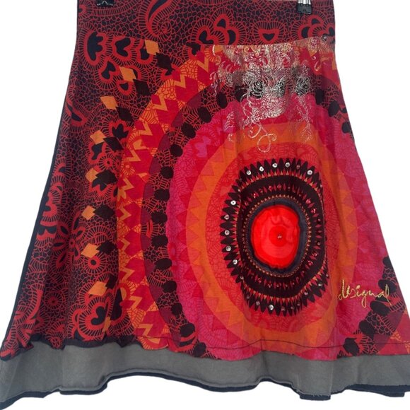 Desigual Multicolored A-line Skirt Mandala Print Size M - Picture 2 of 8